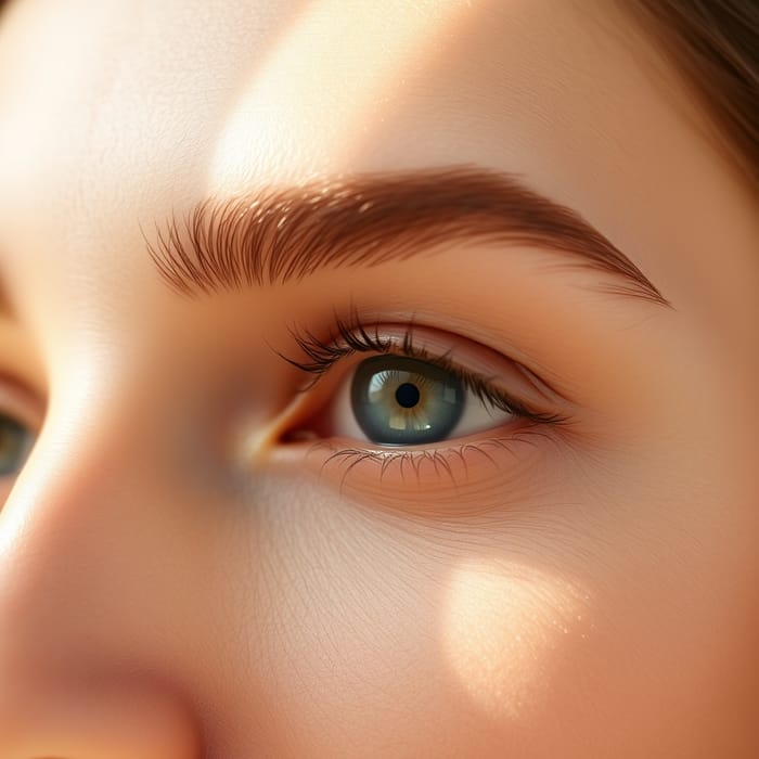 Close-up of an elegant, lifted eyebrow and upper eye