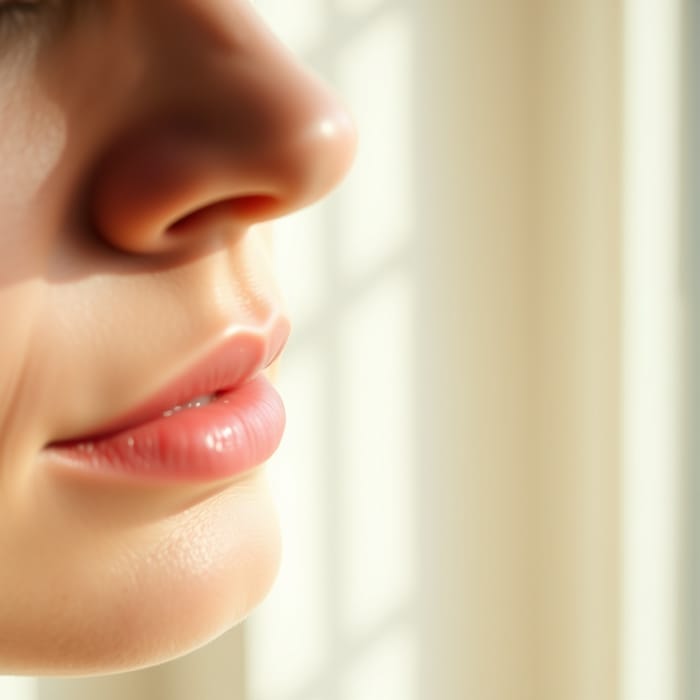 Soft profile close-up of the bridge of the nose