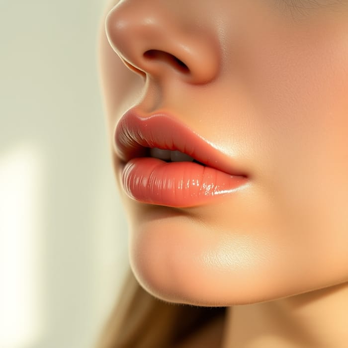 Close-up of relaxed, natural lips