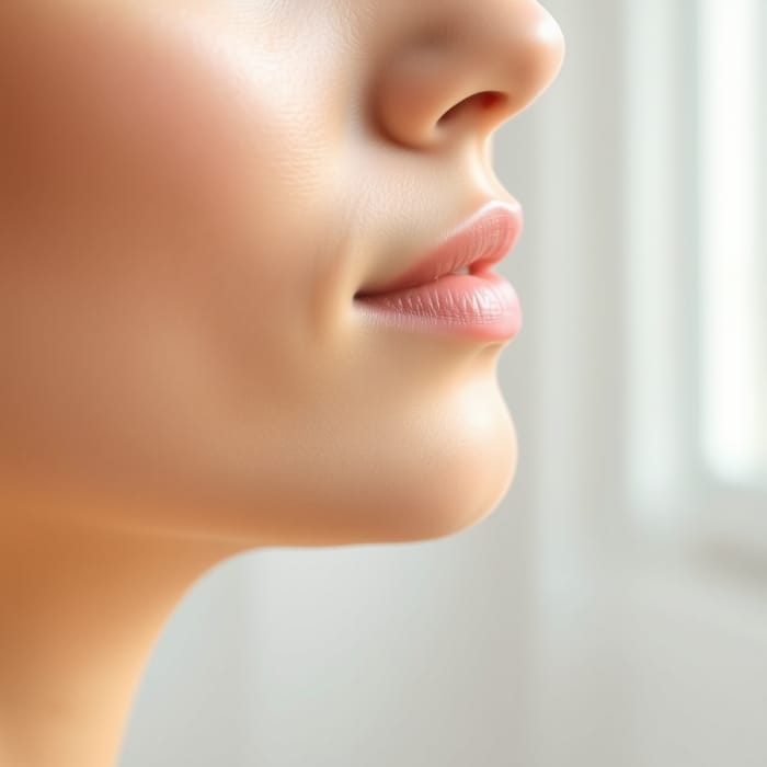 Soft close-up of a luminous cheek and cheekbone