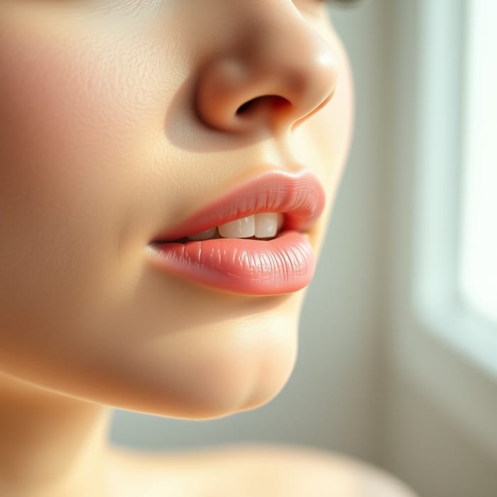 Soft close-up of full, natural lips