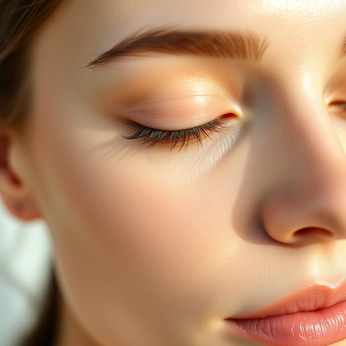 Close-up of a rested, smooth under-eye area