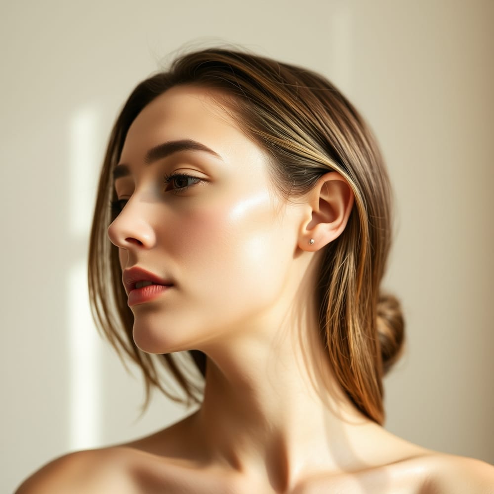 A serene profile in warm, soft natural light
